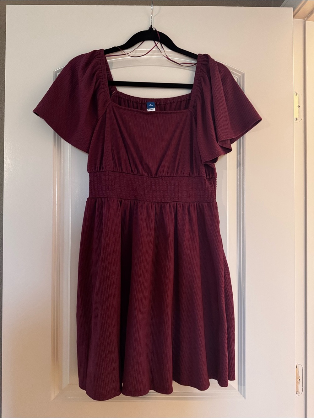 Square-Neck Burgundy Women's Dress with Flutter Sleeves from Old Navy